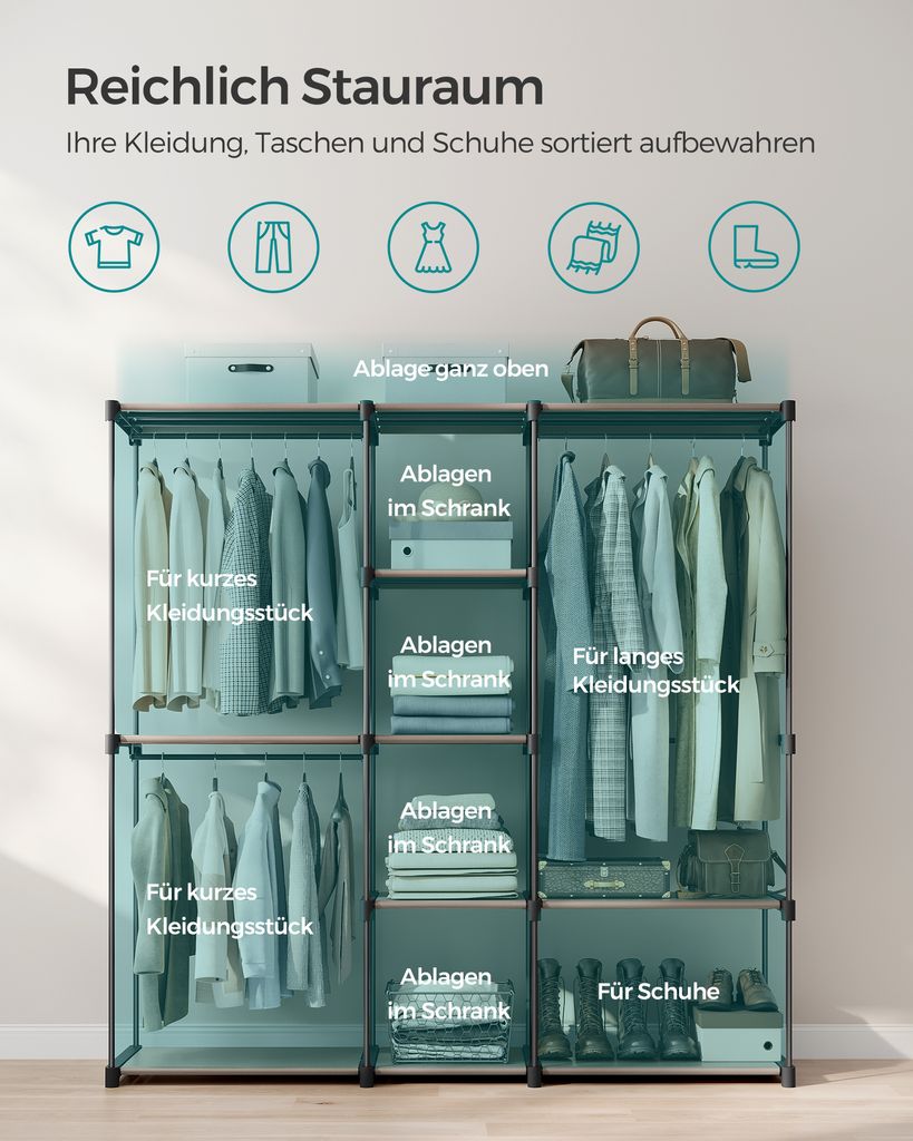 SONGMICS Kleiderschrank, Kleiderständer, freistehende Produktbild 3