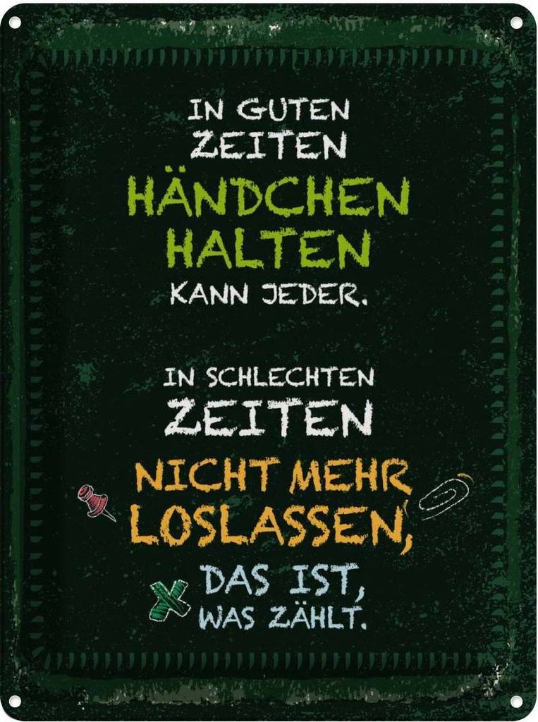 vianmo Blechschild 40x30 cm In guten Zeiten Händchen grün Dekoration Spruch Zitat