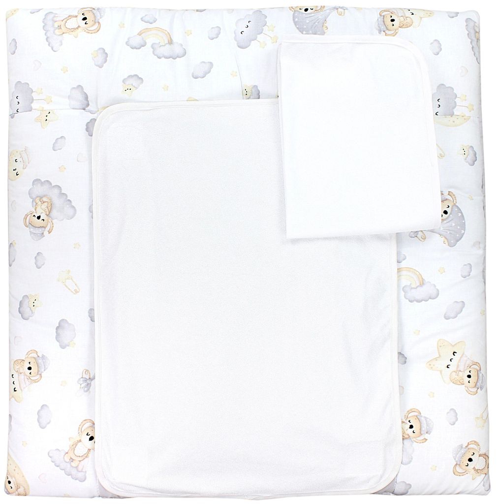 TupTam Wickelauflage inkl. 2 Frotteebezüge Modell MAR02579, Farbe: Schlafender Koala Grau / Beige, Größe: 76 x 76 cm