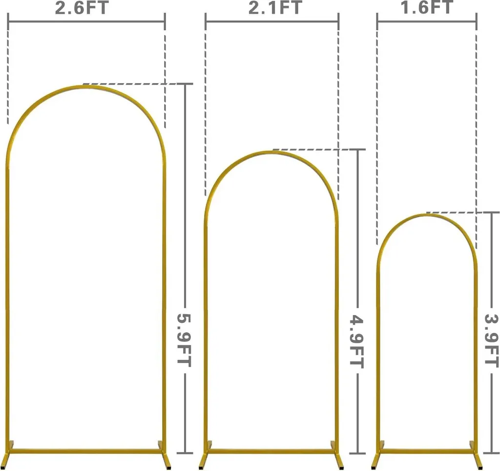 Arche de mariage métal doré lot de 3 pièces robustes et modulables