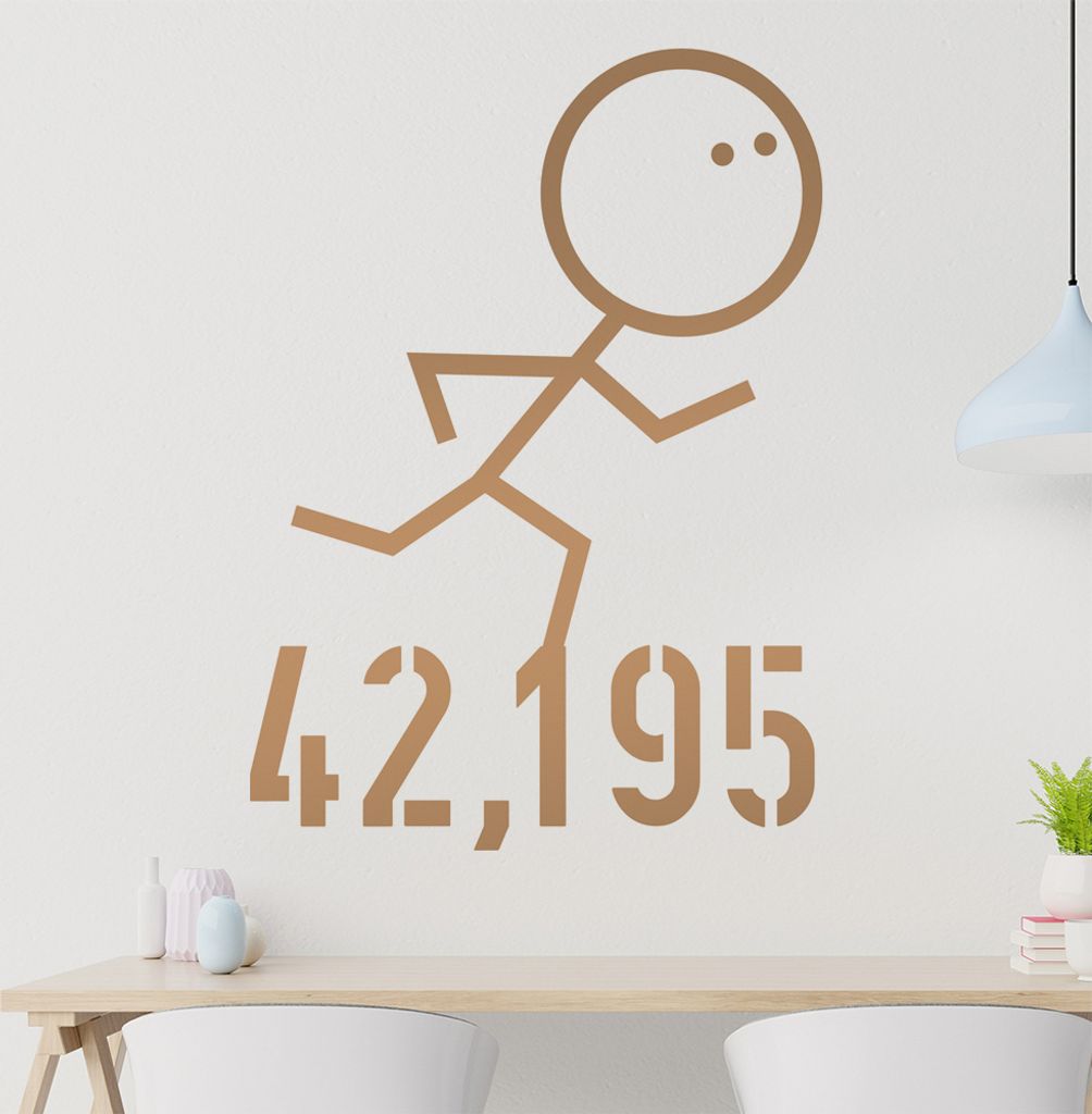 42,195 run Strich Wandtattoo in 6 Größen - Wandaufkleber Wall Sticker - Dekoration, Küche, Wohnzimmer, Schlafzimmer, Badezimmer