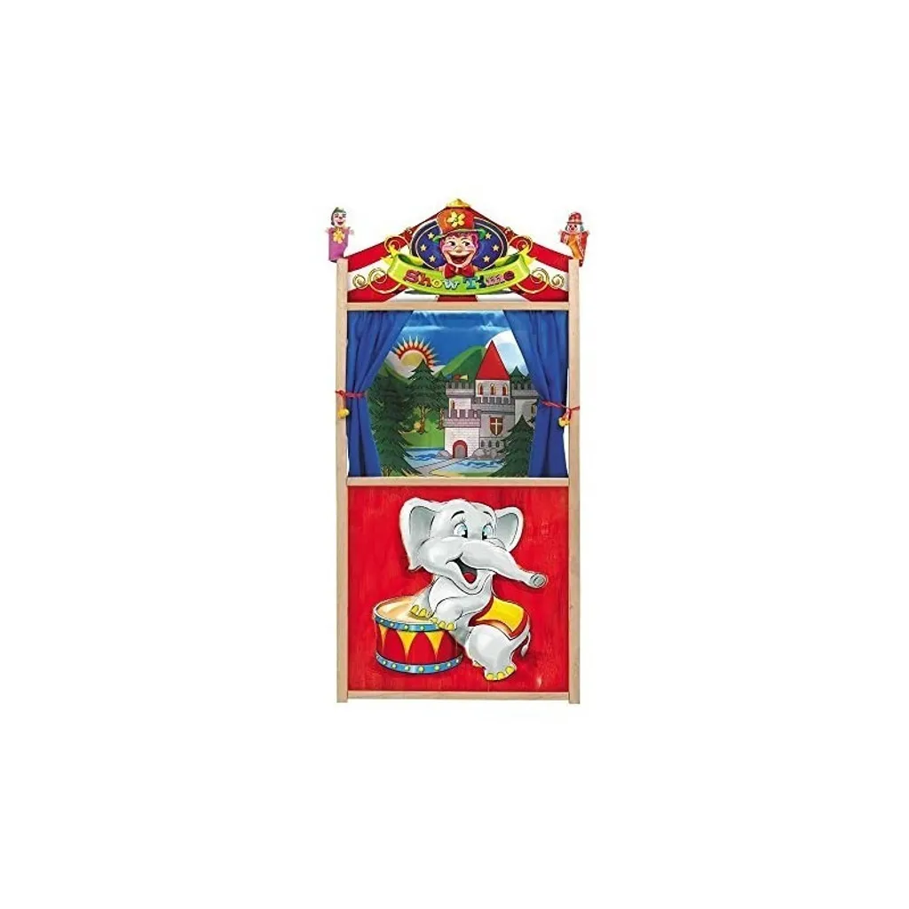 Théâtre en bois XL Multicolore avec Rideaux pour Marionnettes TACHAN