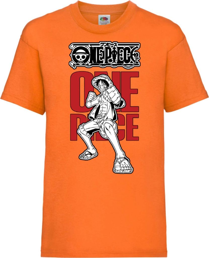 Kinder T-Shirt One Manga Piece Anime 04 Pirates, 9-11 Jahr - 140 / Orange