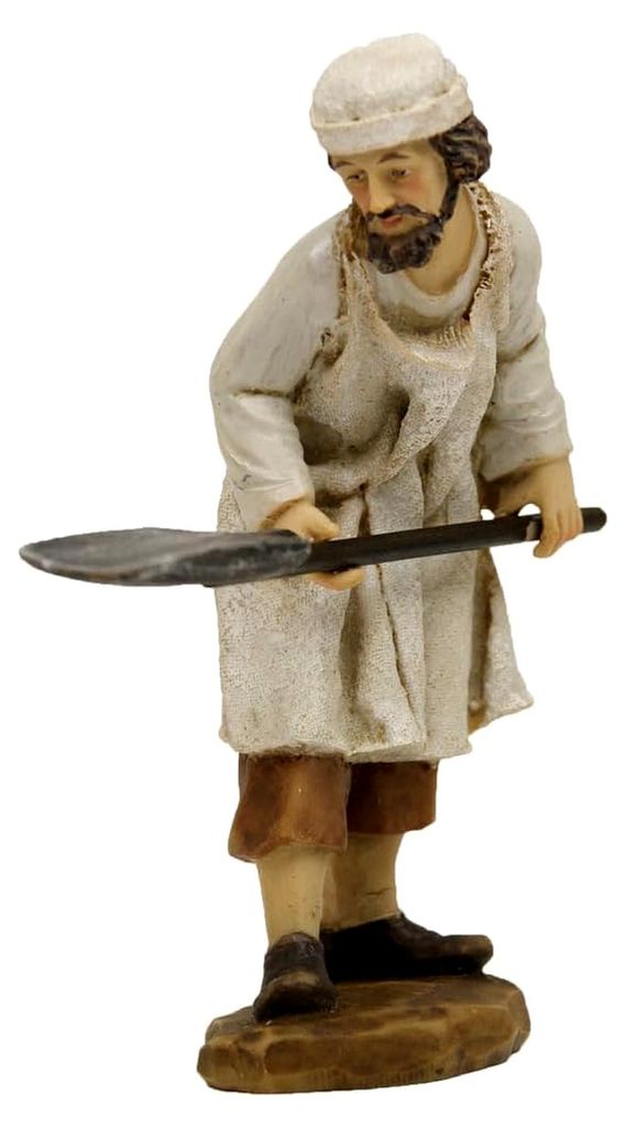 2 Bäcker mit Brotschieber/Höhe: 11 cm/handbemalt/detaillierte Krippenfiguren - Weihnachtsdekoration Krippe Zubehör