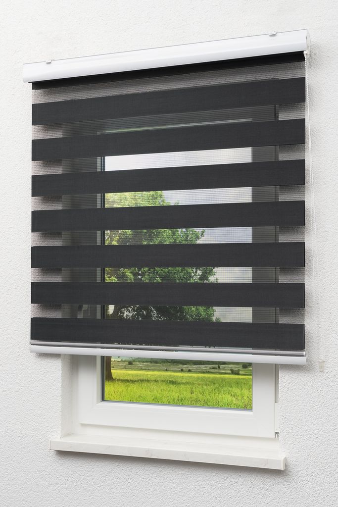 Lysel Outlet Doppelrollo mit Blende Schwarz, (B x H) 90cm x Produktbild 