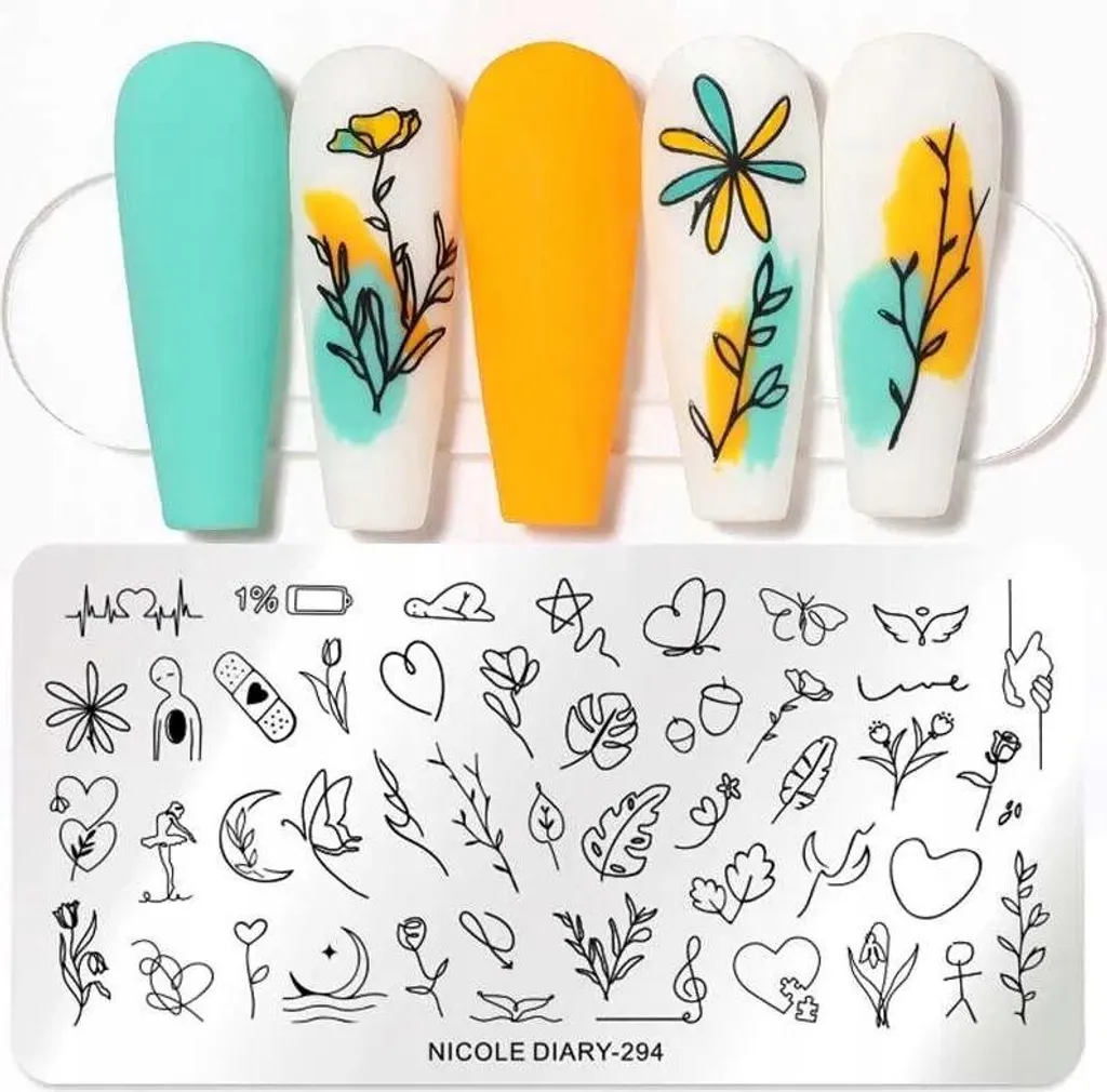 Piastra Unghie BLUMEN SKIZZE - Stamping Fiori Semplice e Rapido - 3
