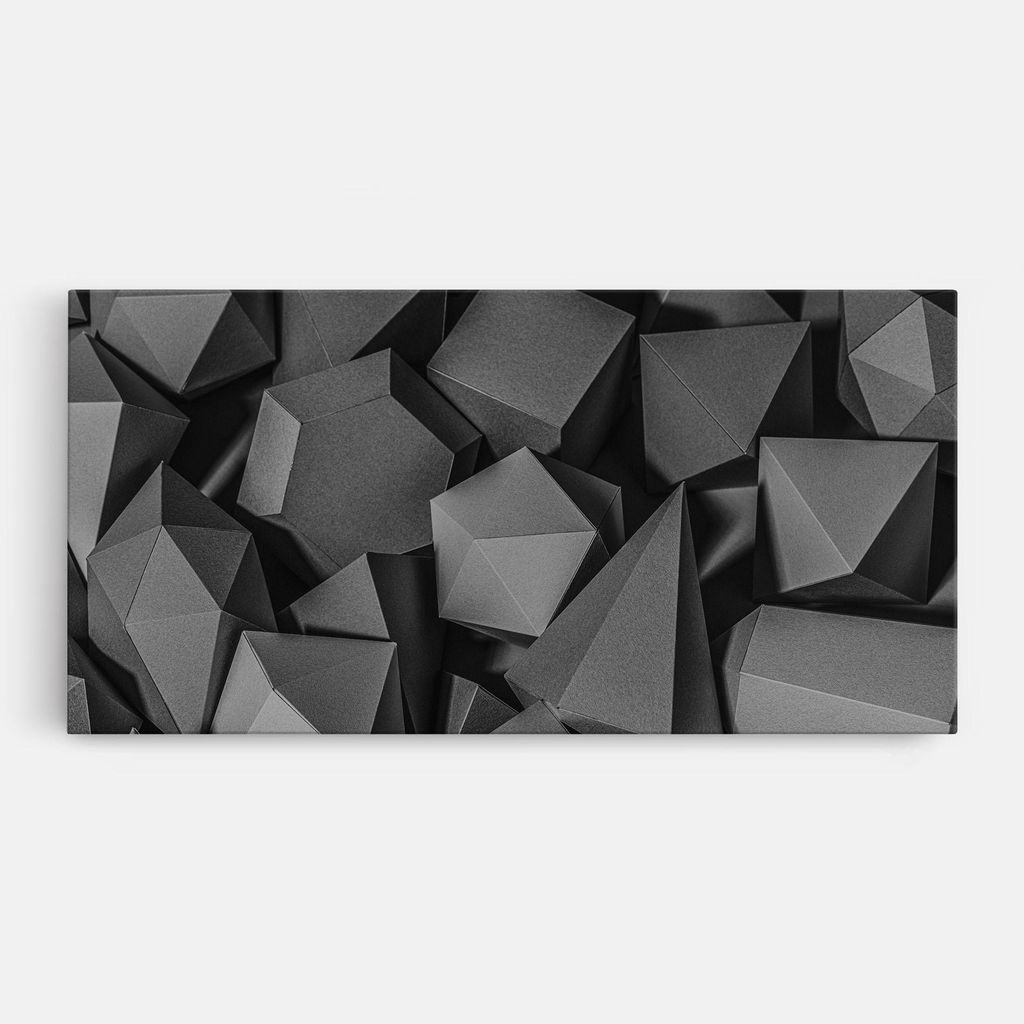 ARTHUB Leinwandbild 40x80 cm, Black Geometric Shapes | Wohnzimmerdekoration, Hängende Bilder, Wanddekoration, Heimdekoration, Abstrakte, Geometr...