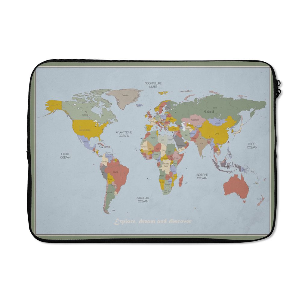 MuchoWow Laptop Hülle 14 ZollWeltkarte - Farben - Zitat - Kinder - Jungen - Mädchen Laptoptasche - Laptoptasche - Stoßsicher - Schutzhaube