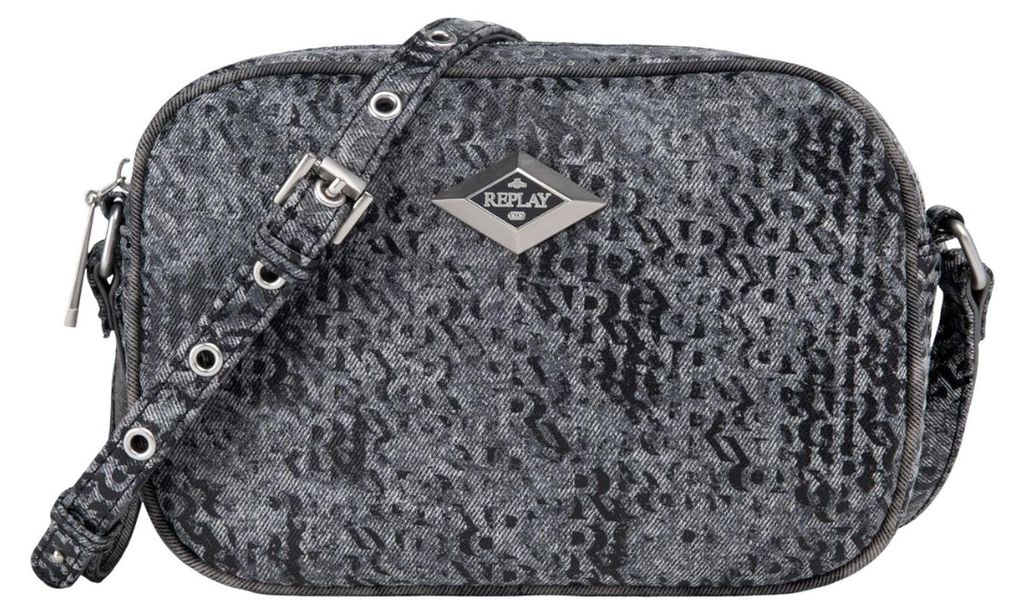 REPLAY Umhängetasche Crossbody Bag Washed Black + Black dunkelgrau