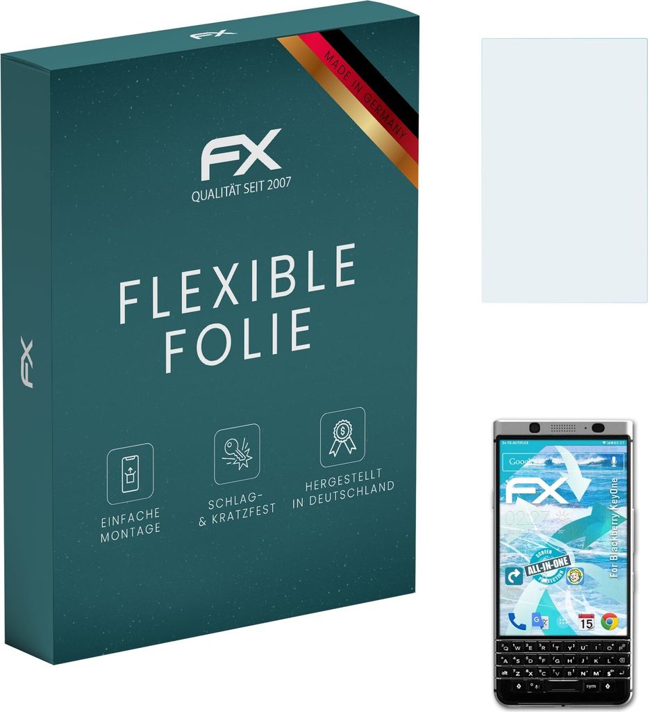 atFoliX FX-ActiFleX 3x Schutzfolie kompatibel mit Blackberry KeyOne Folie