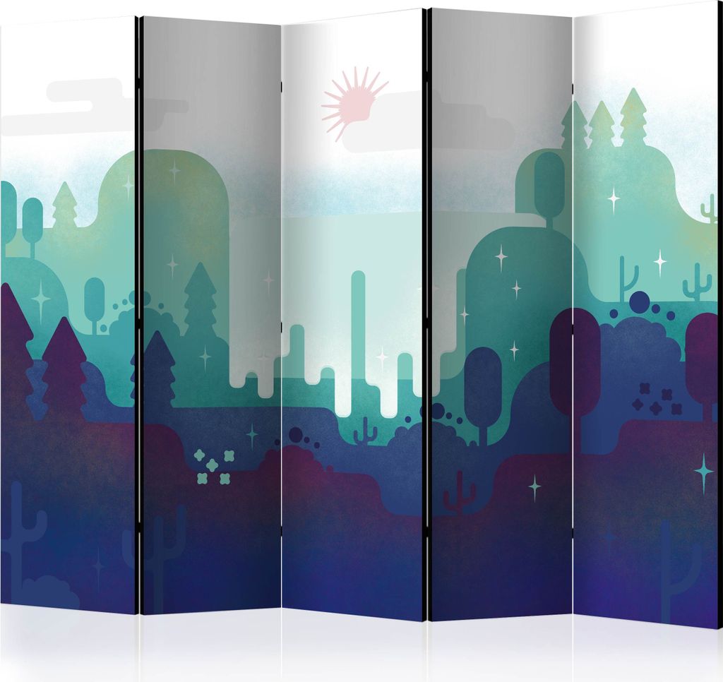 Neuheit! Dekorativer Paravent Raumteiler Trennwand Foto-Paravent Spanische Wand XXL GEOMETRISCHE LANDSCHAFT 225x172 cm e-A-0132-z-c