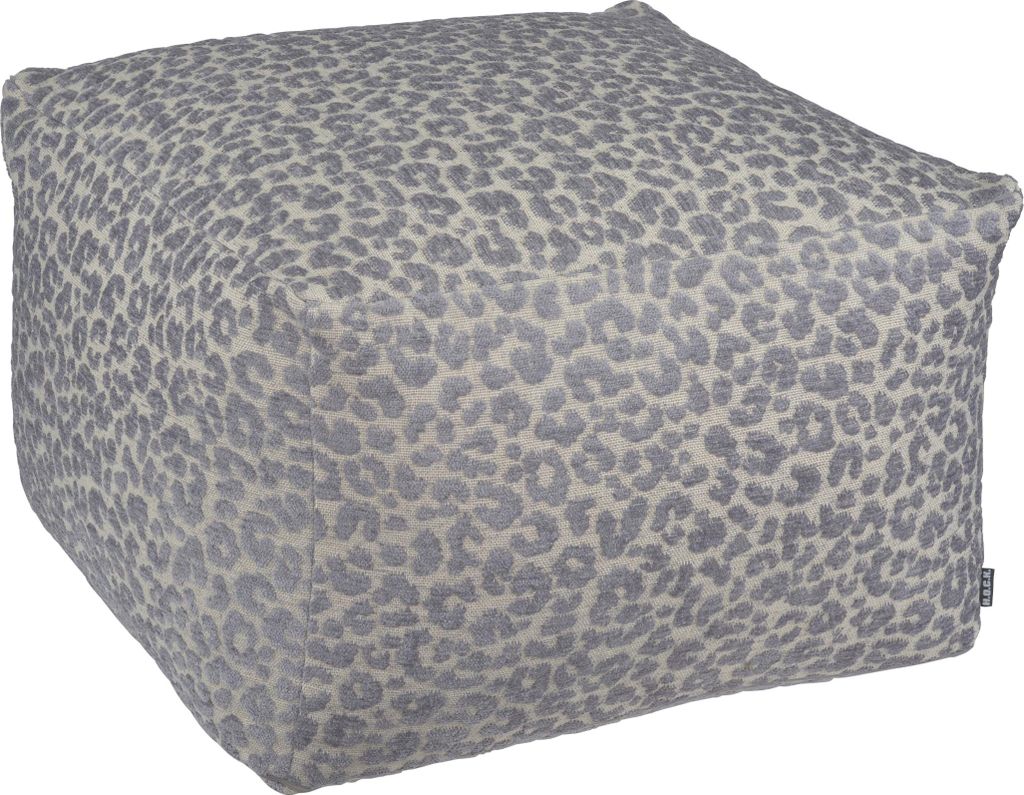 H.O.C.K. Tamaro Bean Cube Hocker 55x55x35cm grau-blau Leo-Muster