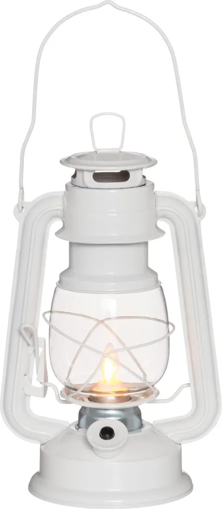 Lampe tempête LED 24,5 cm classique lanterne rétro à piles métal gris