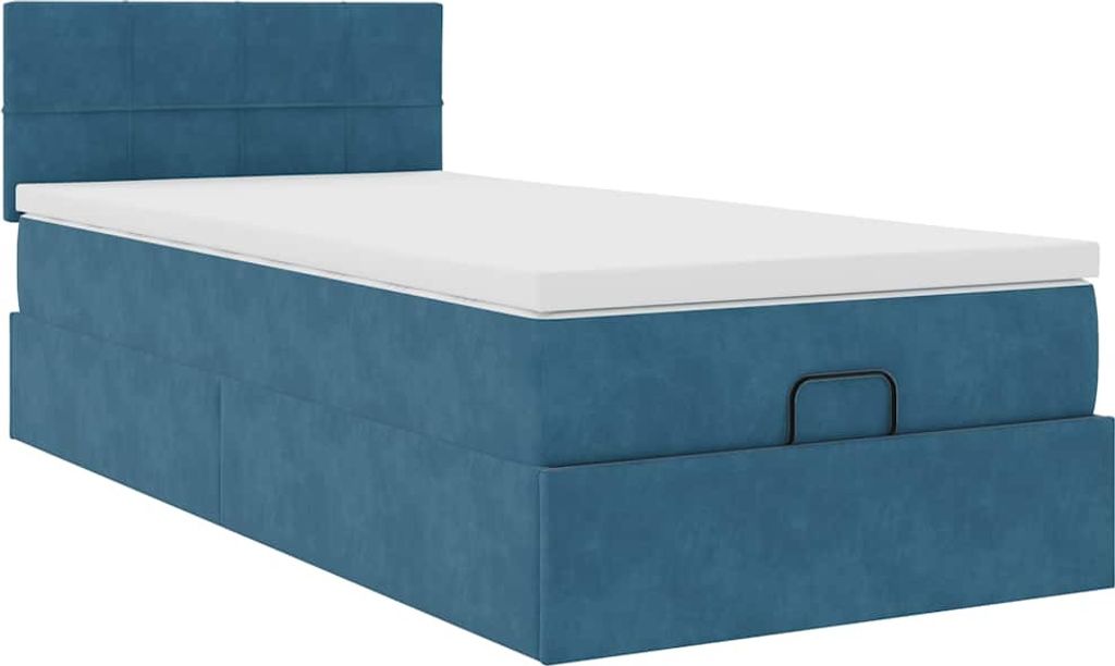 Ottoman-Bett mit Matratze Dunkelblau 80x200 cm Samt