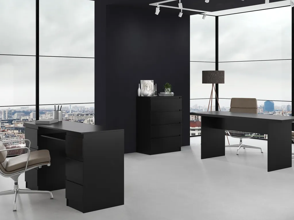 Commode étroite TAAVI noir style industriel pour petits espaces salon - 5