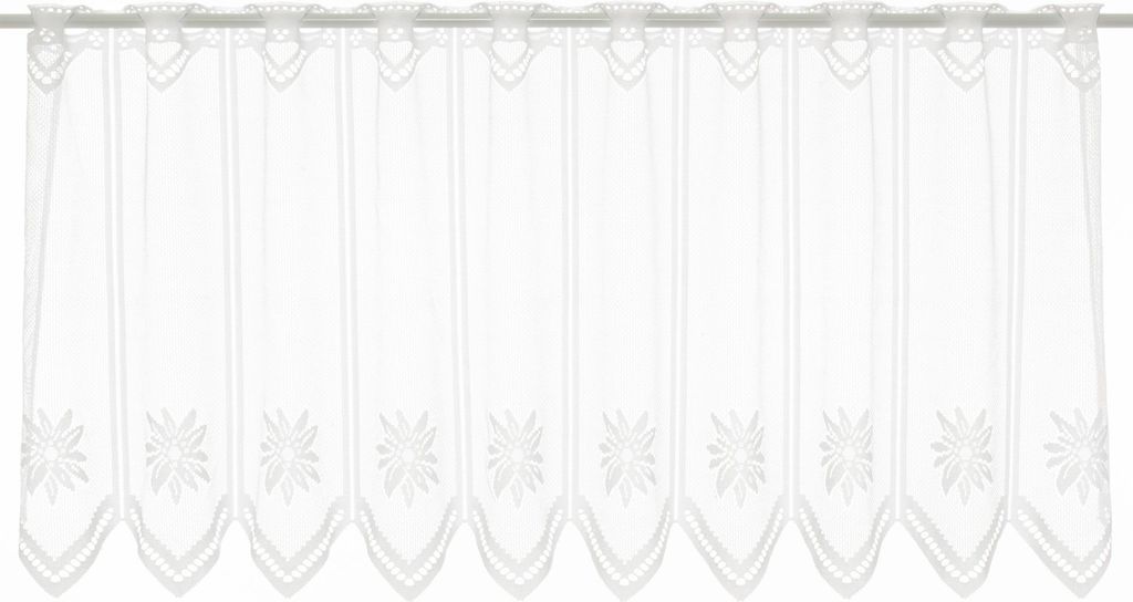 Gardinen Kranzusch Jacquard Edelweiß 45x1125 cm H/B weiß Bistrogardine Vorhang Küche 1er Pack