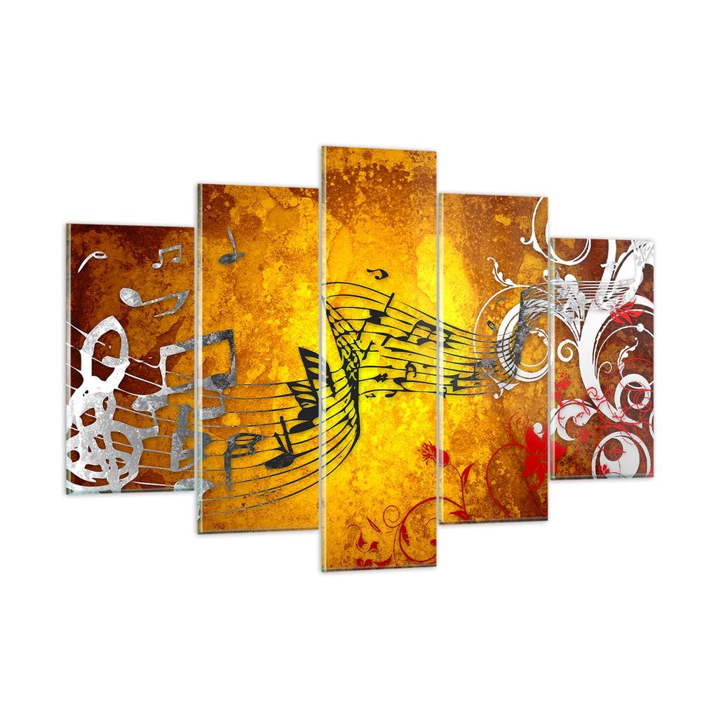 Bilder auf glas - Musik Konzert Spaß Blume - 150x100cm - Glasbilder - Wandbilder - Kunstdruck - zum Aufhängen bereit - Wanddekoration aus Glas - ...
