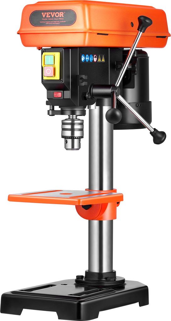 VEVOR 203,2 mm Tischbohrmaschine, 500 W Induktionsmotor, Säulenbohrmaschine mit 500 bis 2500 U/min einstellbarer Drehzahl, 0–45° neigbarer Arbe...