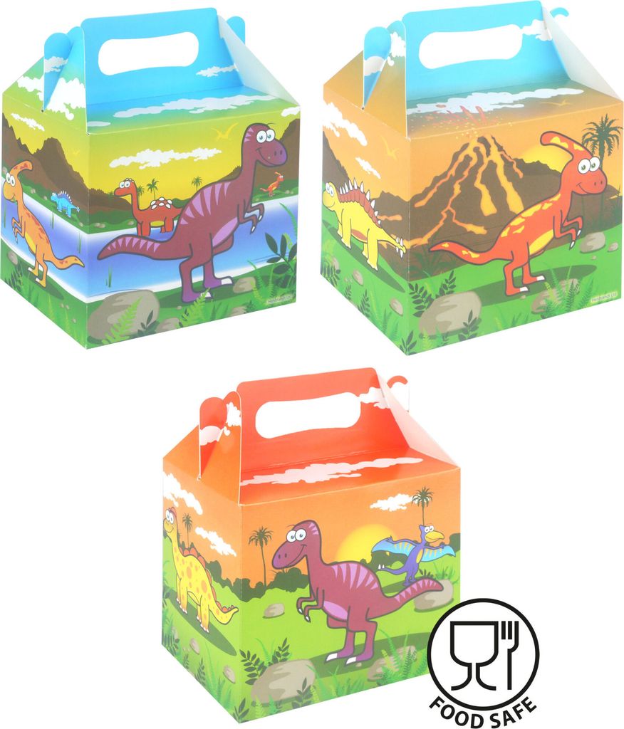 Dino Geburtstags , Party Box als Mitgebsel, Dinosaurier, Geschenkverpackung , 1 Packung (12 Stück Sortiert)