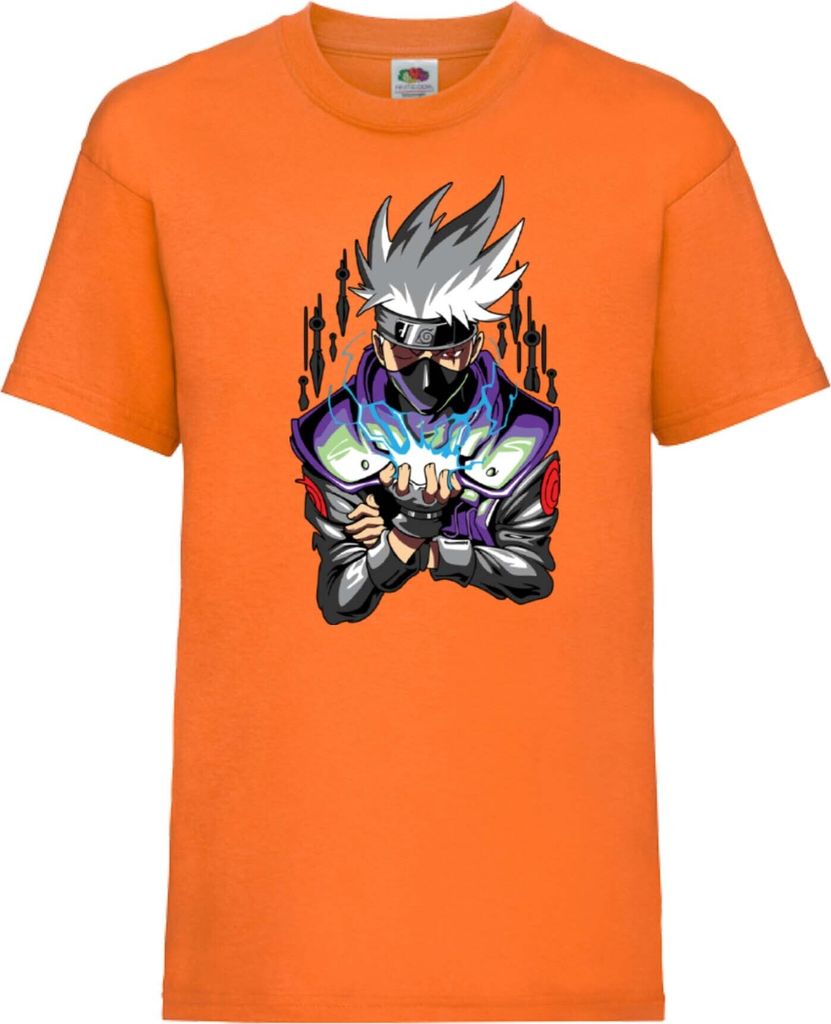Kinder T-Shirt Japan Animation Manga Anime Comics Naruto Kakashi Hatake Sharingan Var-036 Kakashi Sharingan, 5-6 Jahr - 116 / Orange