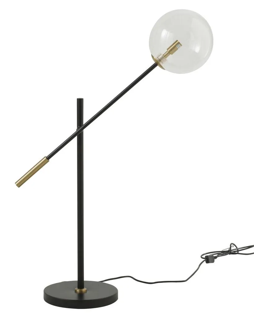 Grande lampe de table boule en verre opale 85cm pour salon moderne