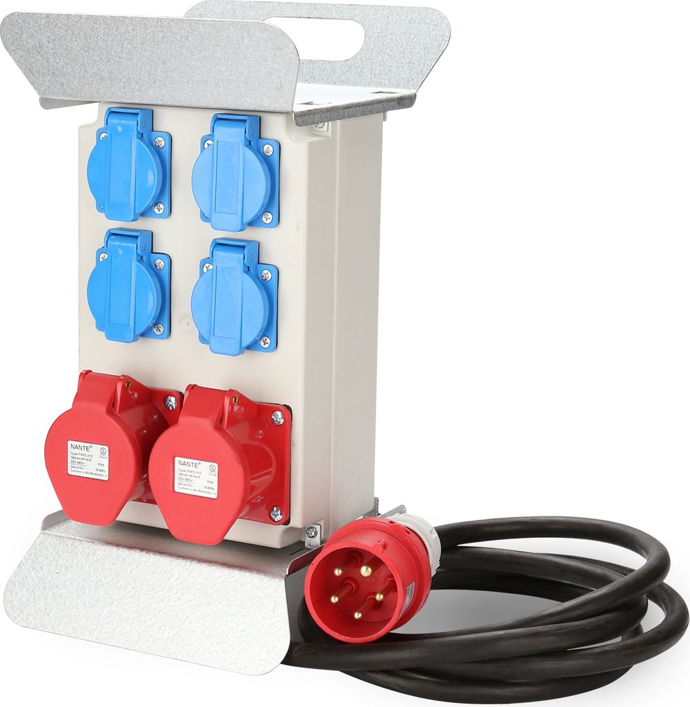 Jopassy Stromverteiler Baustromverteiler Verteiler CEE Kraftstrom Steckdose IP44 für Baustelle 16A 2x400V 4x230V Schuko