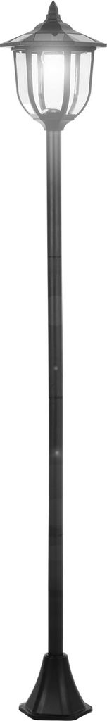 Fortuna Lai Solar Gartenleuchte LED Gartenlaterne 30/60 Lumen, Kunststoff Schwarz, Ø26,5 x H177 cm, ideal für Garten & Terrasse
