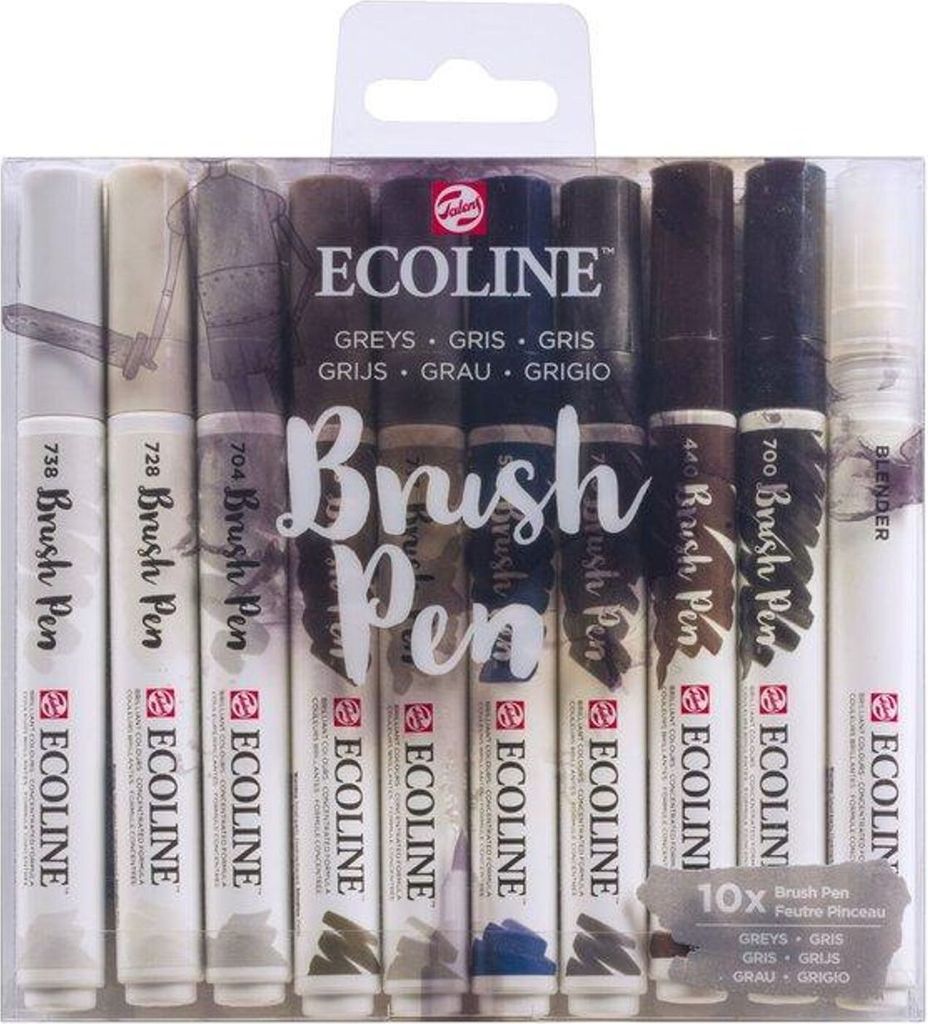 Ecoline | Set mit 10 Brush Pens Grau