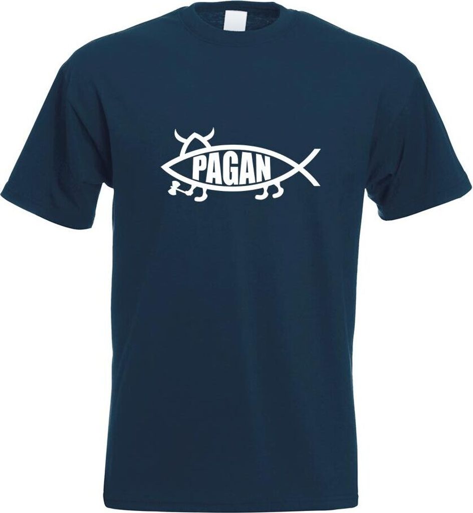 Kiwistar - T-Shirt - Navy - Pagan Fisch Motiv Bedruckt Funshirt Design Print - mit Motiv Bedruckt - Funshirt Design - Sport - Freizeit - Herren - XL