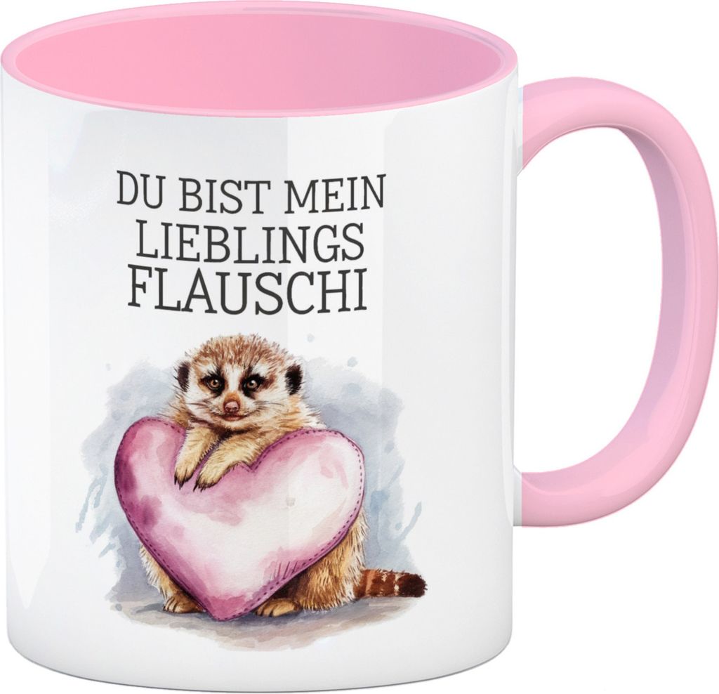 Erdmännchen Lieblings Flauschi Kaffeebecher in rosa
