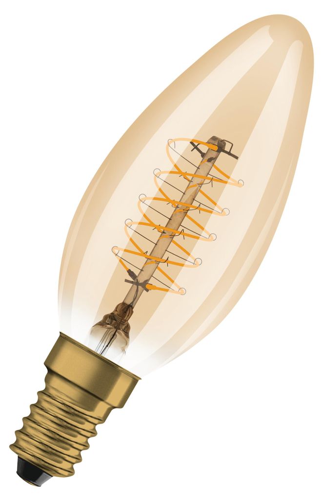 OSRAM Vintage 1906 LED CLASSIC A,B,P SLIM FILAMENT DIMMABLE in B-Form, LED-Lampe, LEAD FREE GLASS, Gold, 3,4 W, (ex 25 W), 250 lm, Warmweiß, 2200 ...