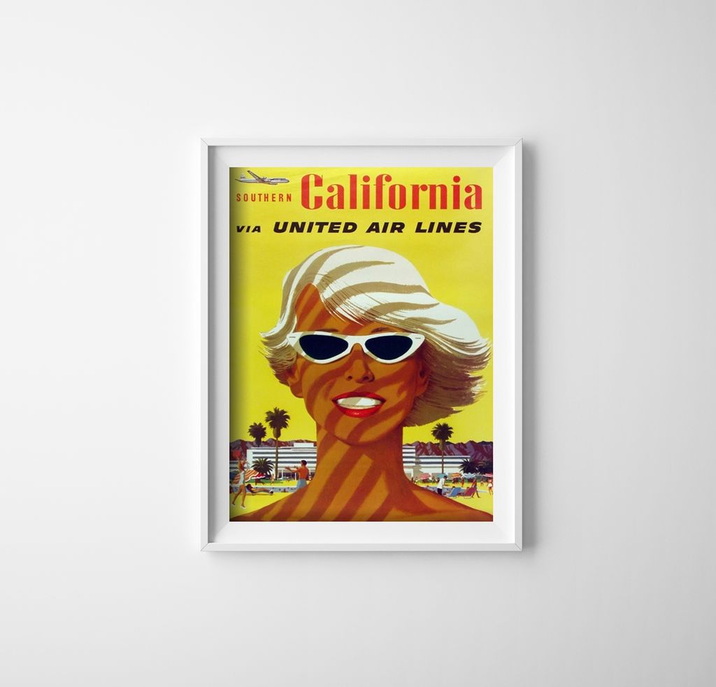 Poster - Canvas - Leinwand - 29,7 cm x 42 cm - California United Airlines Air Stan Galli