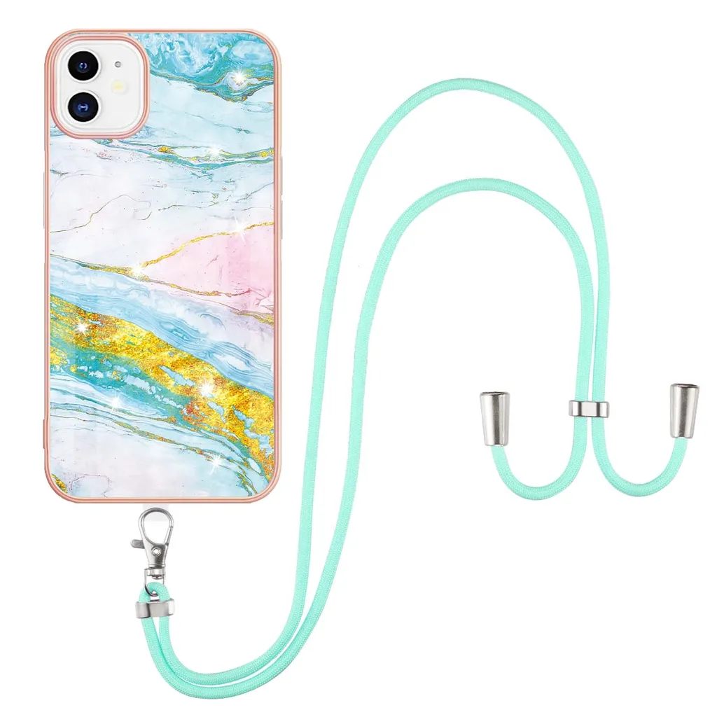Cover iPhone 11 con Cordino Oro - Custodia Tracolla in TPU Morbido