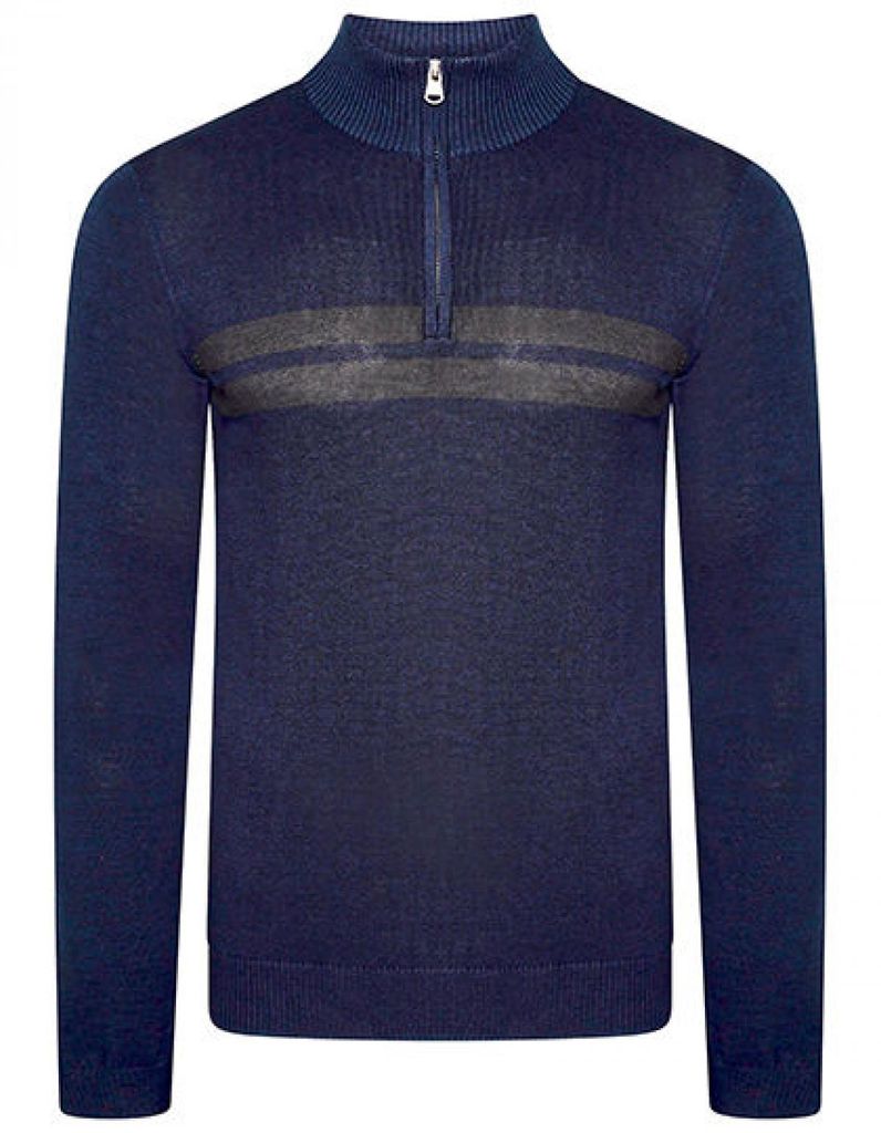 Unite Us 1/4 Zip Knitted Sweater - Farbe: Nightfall Navy/Ebony Grey - Größe: S