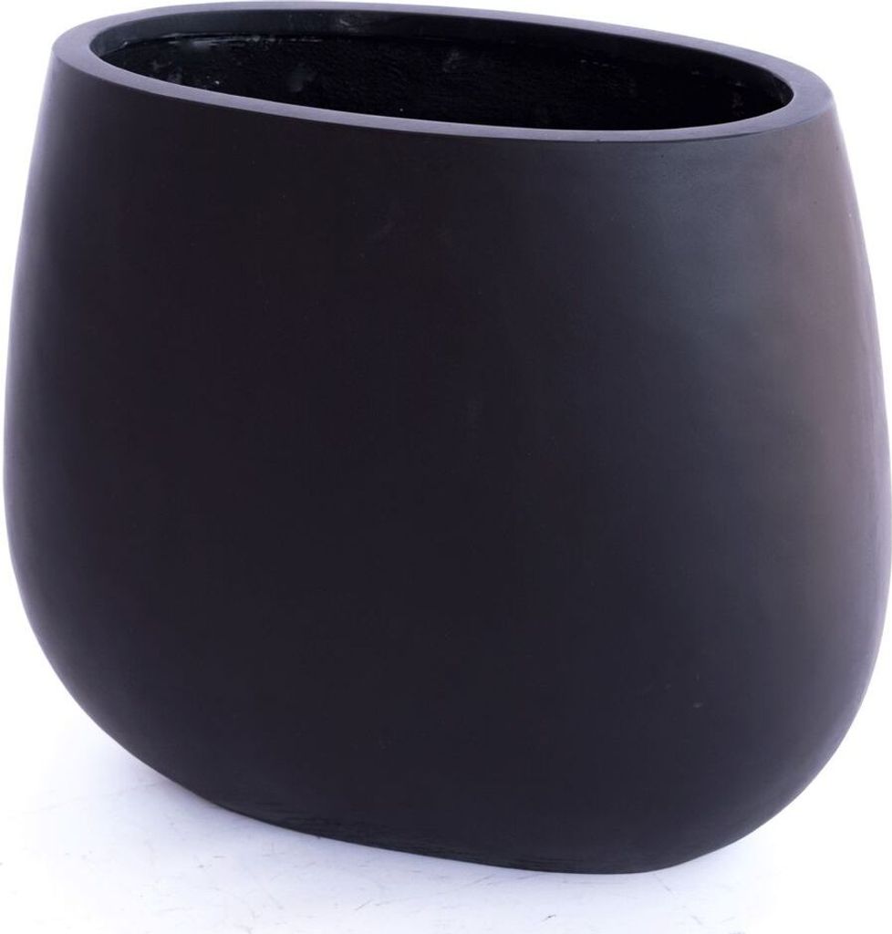 Elegant Einrichten | Pflanzkübel | Fiberglas | oval | 62x40x50cm | schwarz-matt
