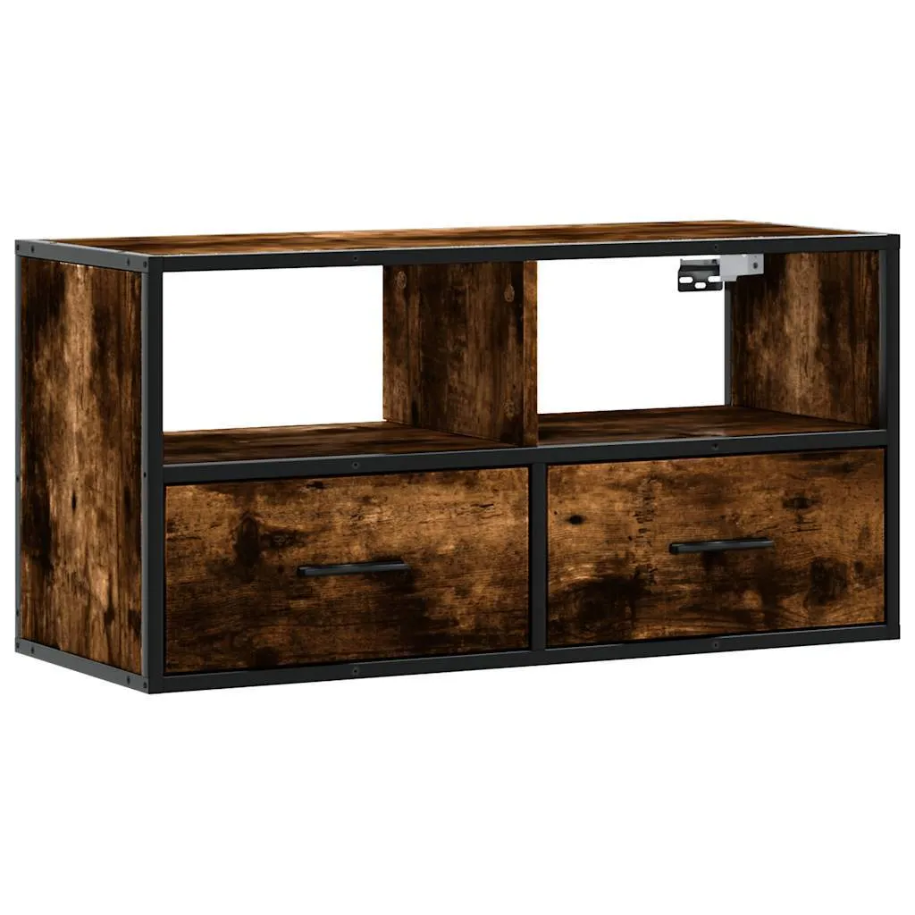 Supporto TV vidaXL 80x31x39,5 Legno e Metallo - Finitura Rovere Fumé