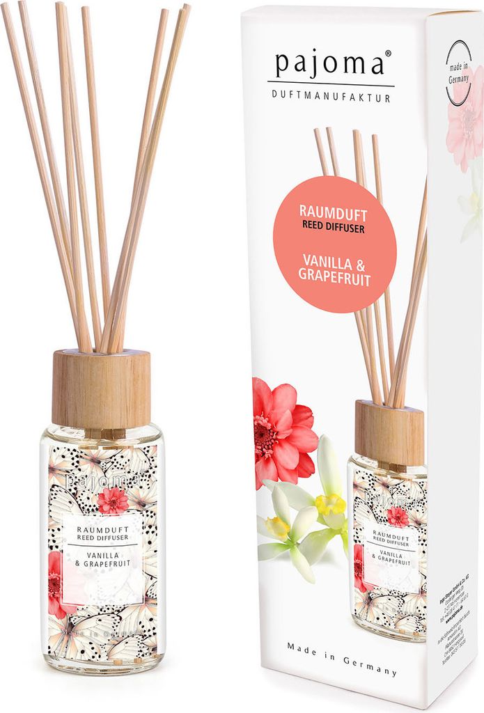 pajoma Raumduft 100 ml inkl. Duftstäbchen, Vanilla & Grapefruit