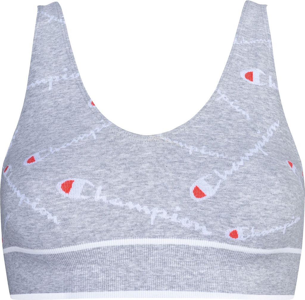 Champion Bralette bra bustier bh Seamless grey white logo 44