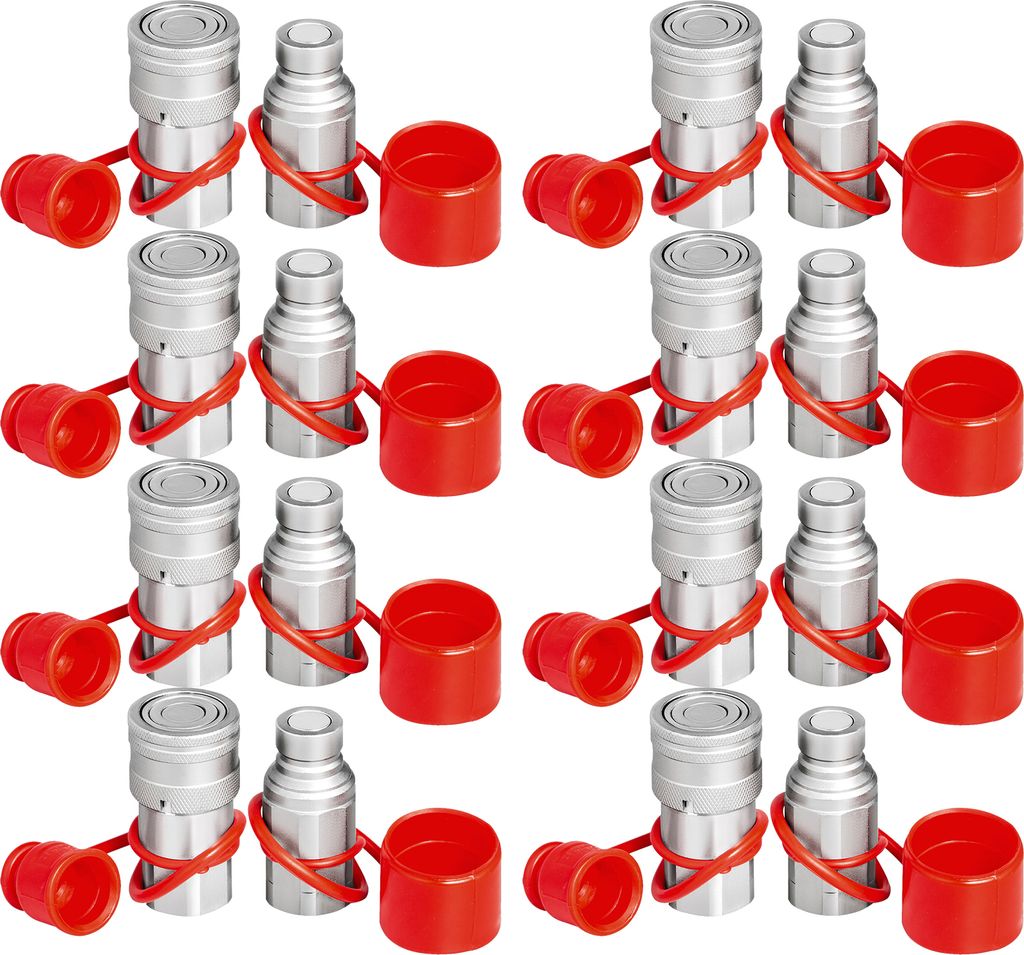 VEVOR Kompaktlader-Hydraulik-Schnellkupplung, 1/2-Zoll-Körper, Hydraulikkupplung, 1/2-Zoll-NPT-Hydraulikkupplung, Schnellkupplung, 8 Paar, hydraul...