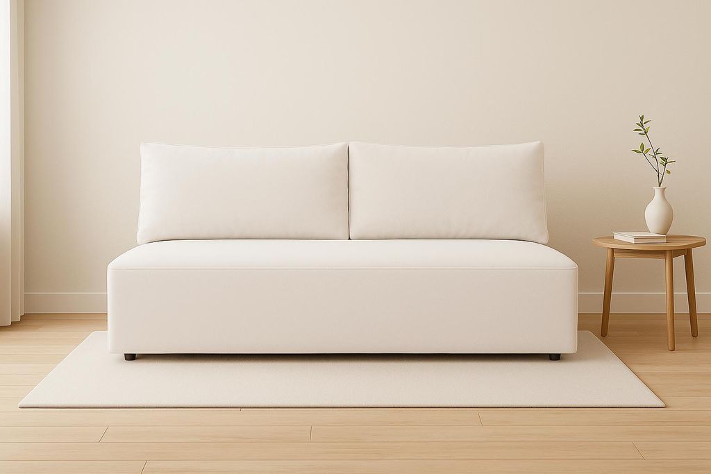 Kaiser Möbel Schlafsofa, Sofa mit Schlaffunktion und Bettkasten, DUO, Stoff Salvador, Hellgrau