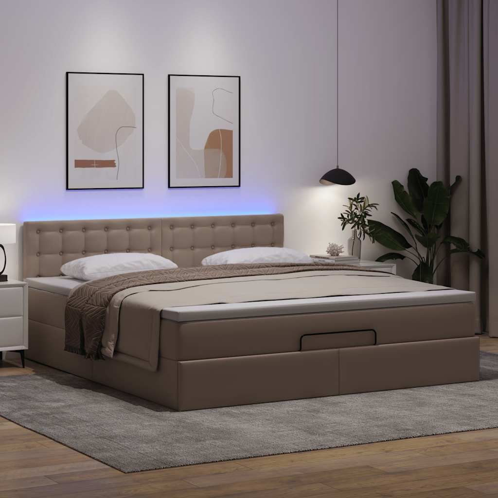 Schlichtes Bettgestell - CLORIS - Ottoman-Bett mit Matratze Cappuccino-Braun 160x200cm Kunstleder - Klassische Betten Design 2024 7833
