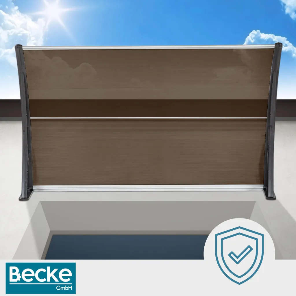Marquise d'accueil 150x80 polycarbonate brun pour balcon et devanture - 12