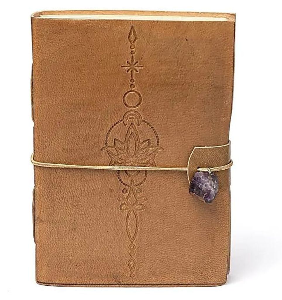 Notizbuch Lotus mit Amethyst und Kunstlederbezug -- 250 g, 18x13 cm kaufen