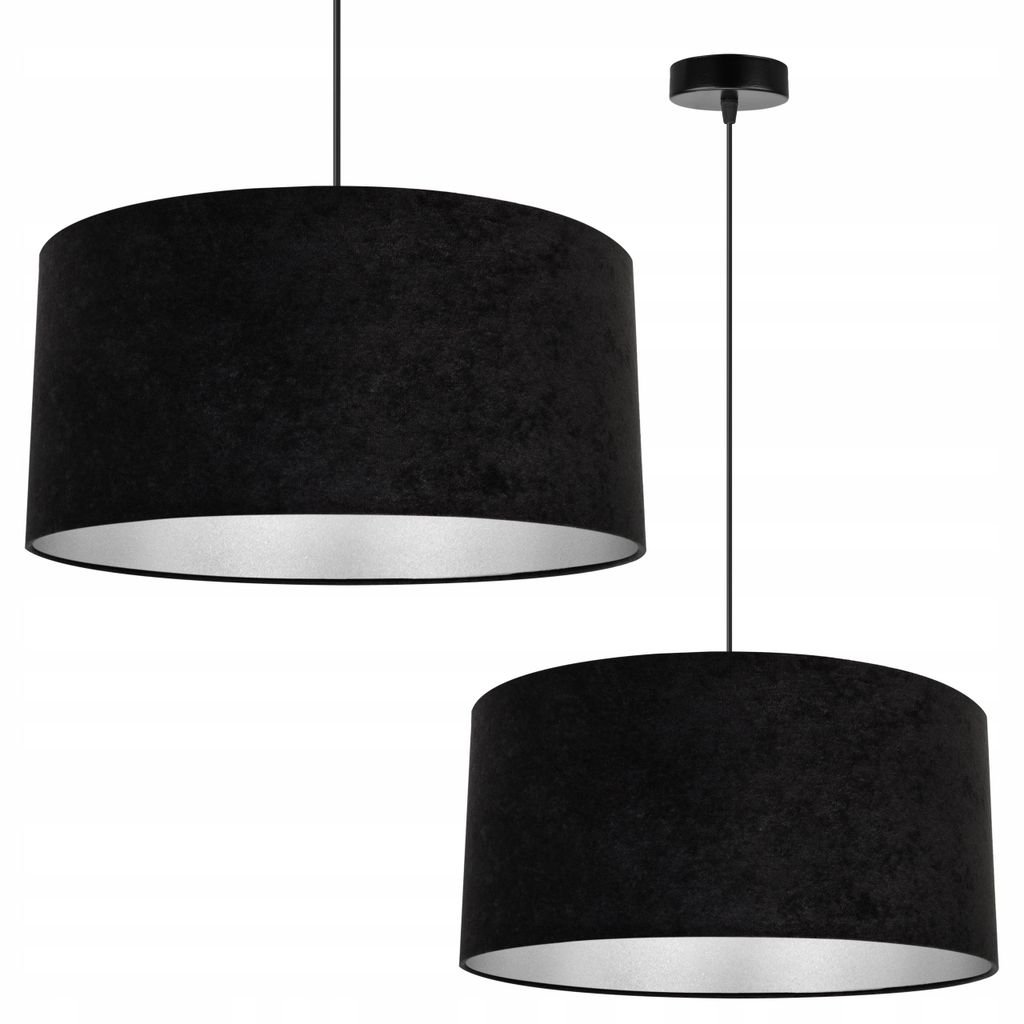 Kronleuchter Pendelleuchte Chrom mit Velours Lampenschirm – Elegante Hängelampe Deckenlampe für Wohnzimmer und Esszimmer