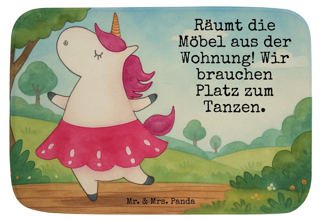 Mr. & Mrs. Panda duschmatte Einhorn Ballerina Design - Weiß - Geschenk, Badläufer, Badematte, Tanzen, Geburtstag, Badvorleger, Badteppich, Einhö...
