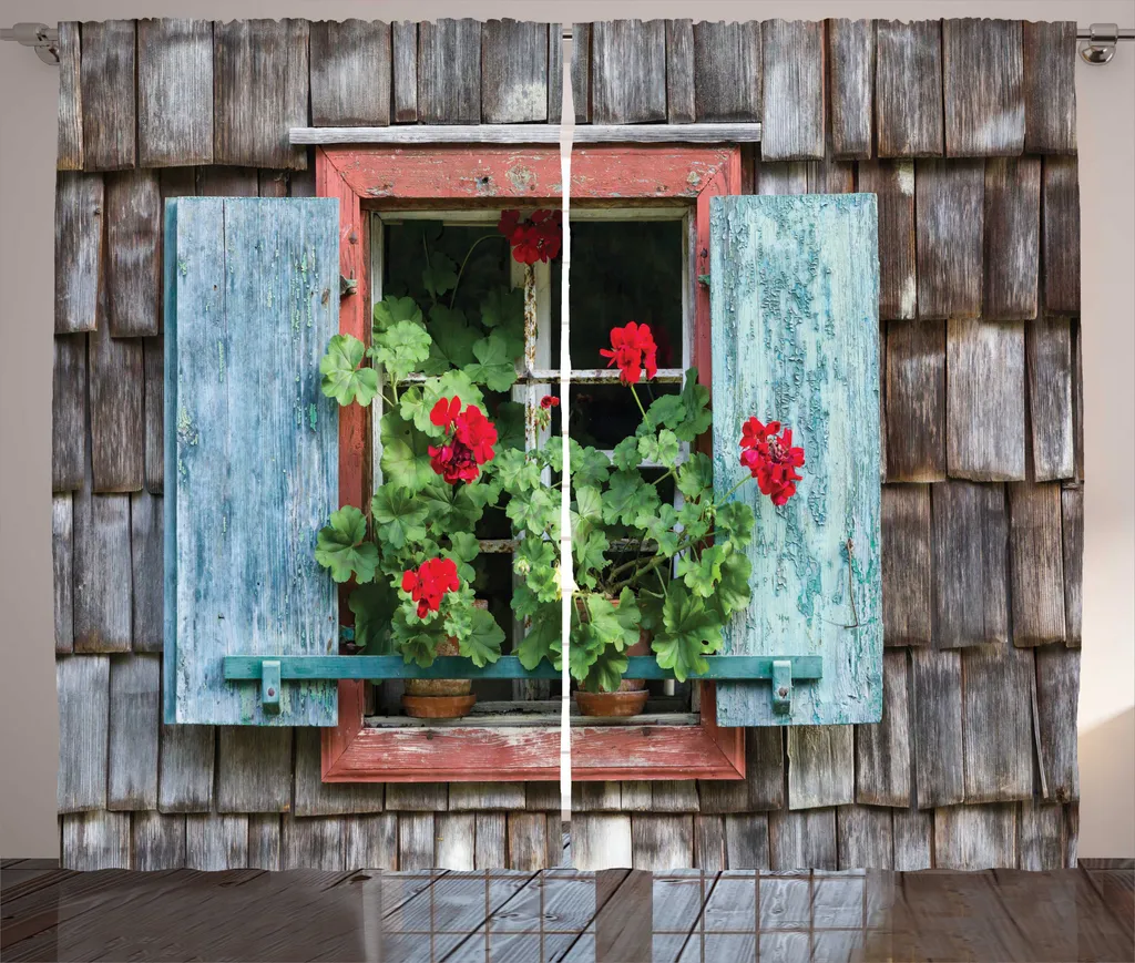 ABAKUHAUS Rideau Pélargonium Rustique Fleurs de Campagne 280x225cm