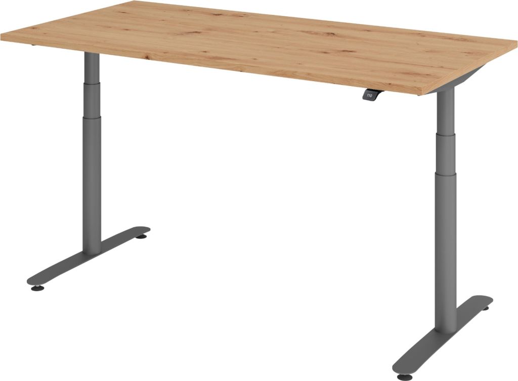 bümö Schreibtisch elektrisch Bluetooth & App XDLR - Größe: 160 x 80 cm, Nachbildung: Asteiche, Gestell: Graphit