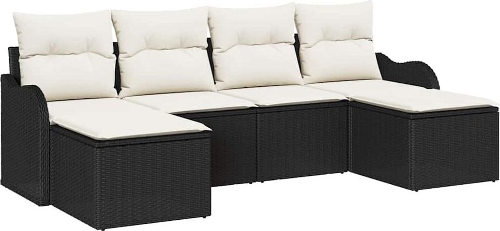 Gartensofa-set Schwarz Poly-Rattan