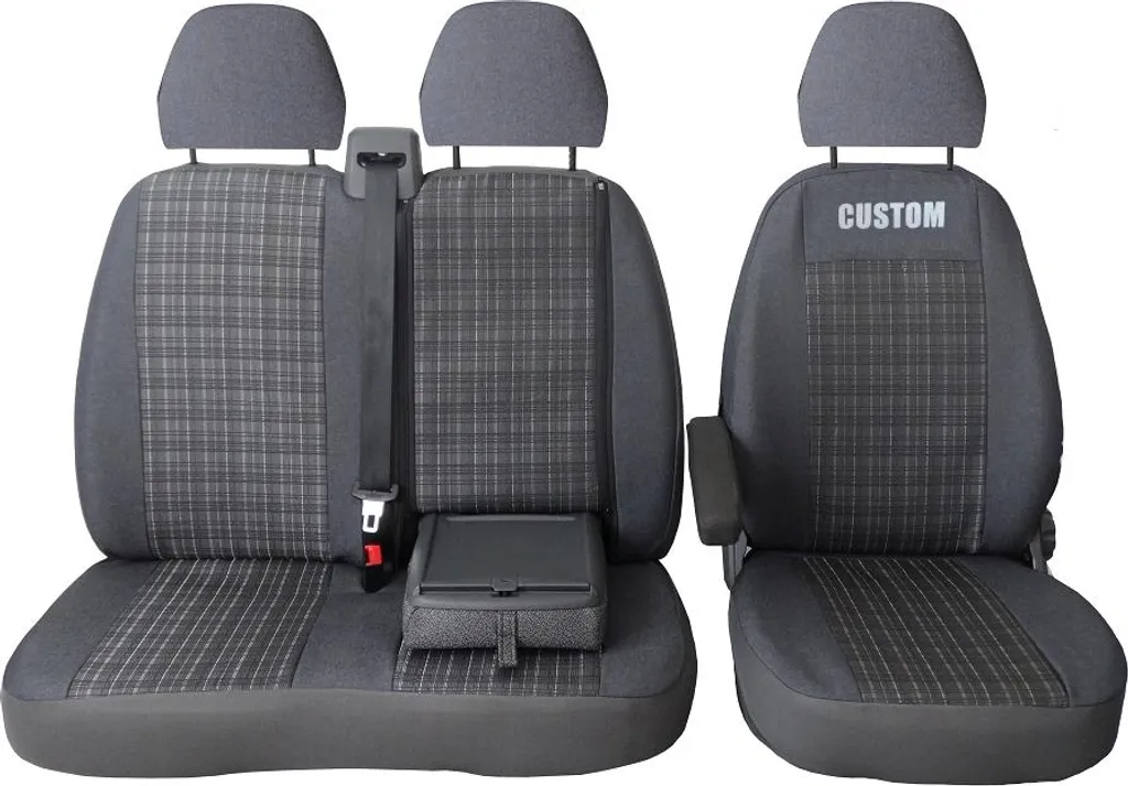 Coprisedili Impermeabili Su Misura Per Ford Transit Custom Kombi (Anteriore Tre Posti) - Poliestere Ultra Resistente, Compatibili Airbag - 2