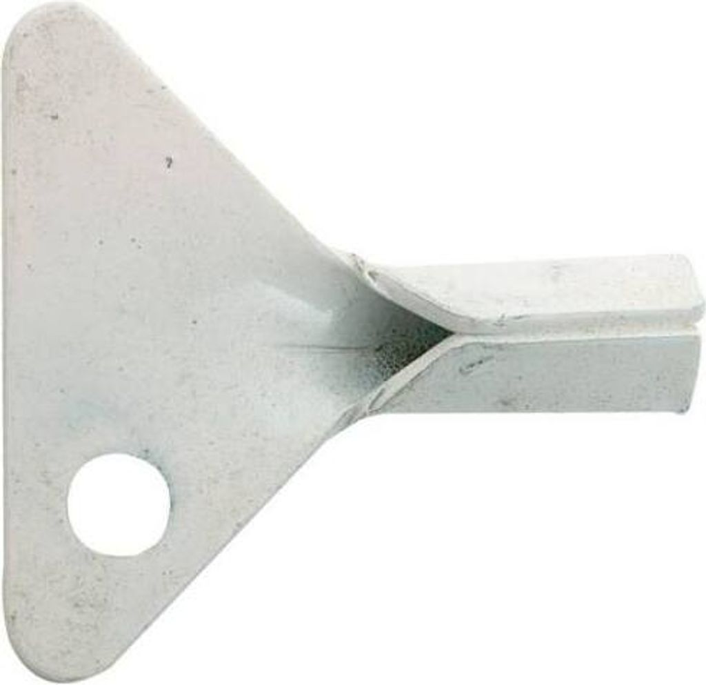 A white painted metal key for a chimney door.